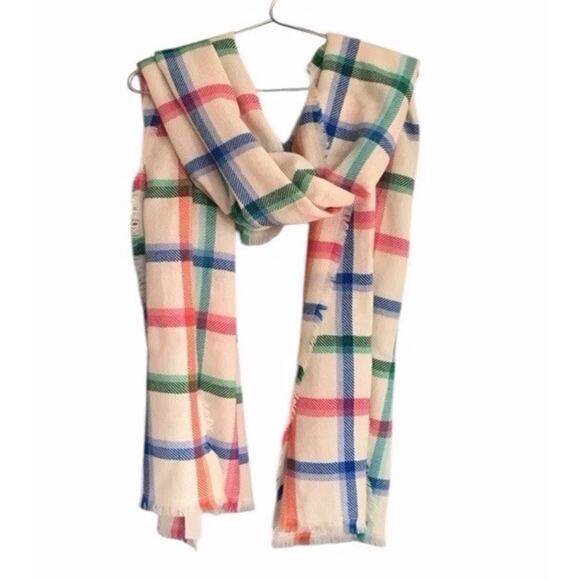 NWT Talbots Wool Scarf Wrap Womens Preppy Plaid Lightweight Oversized 28x80 - Picture 2 of 8